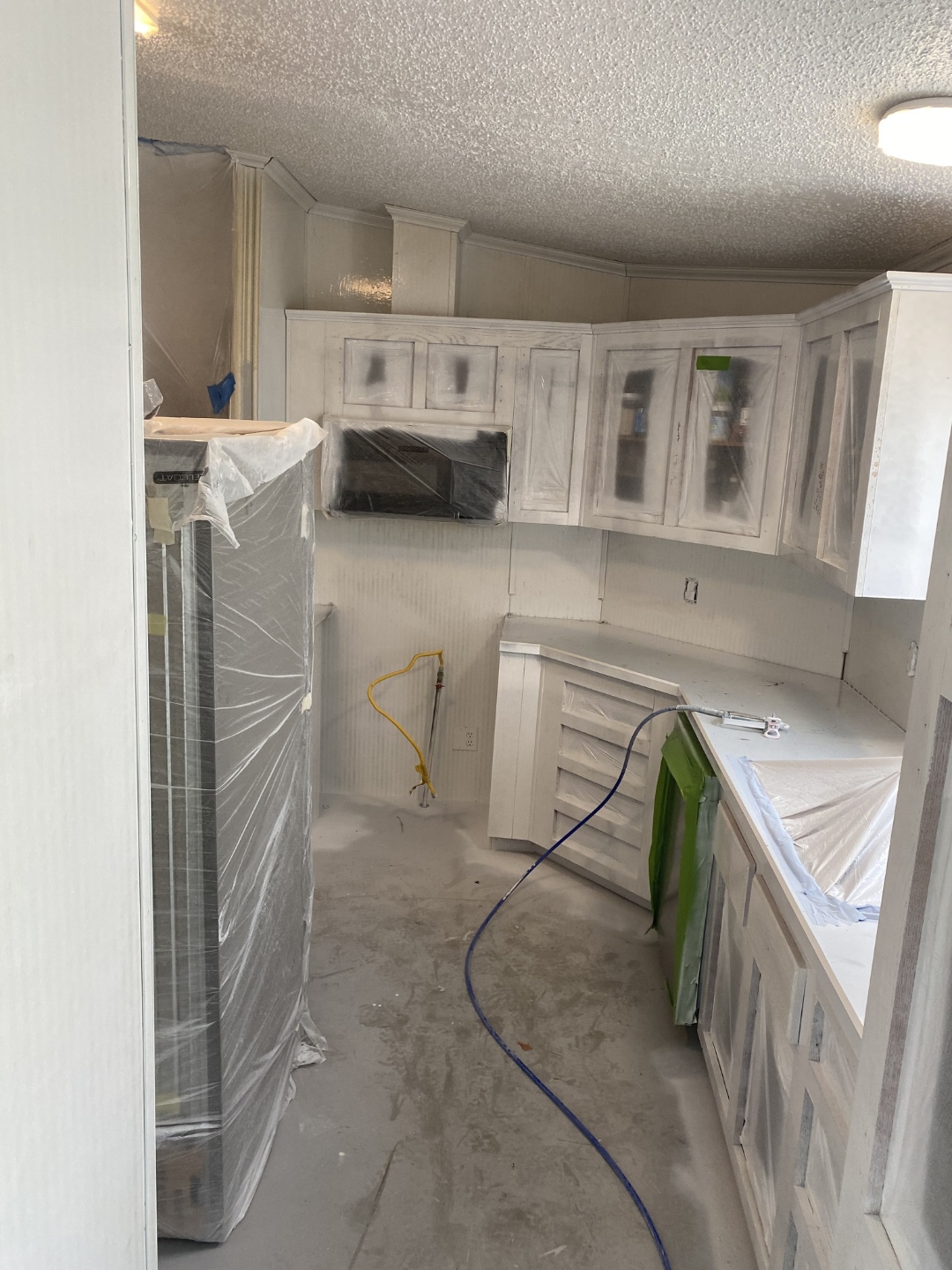 Cupboards during paint process