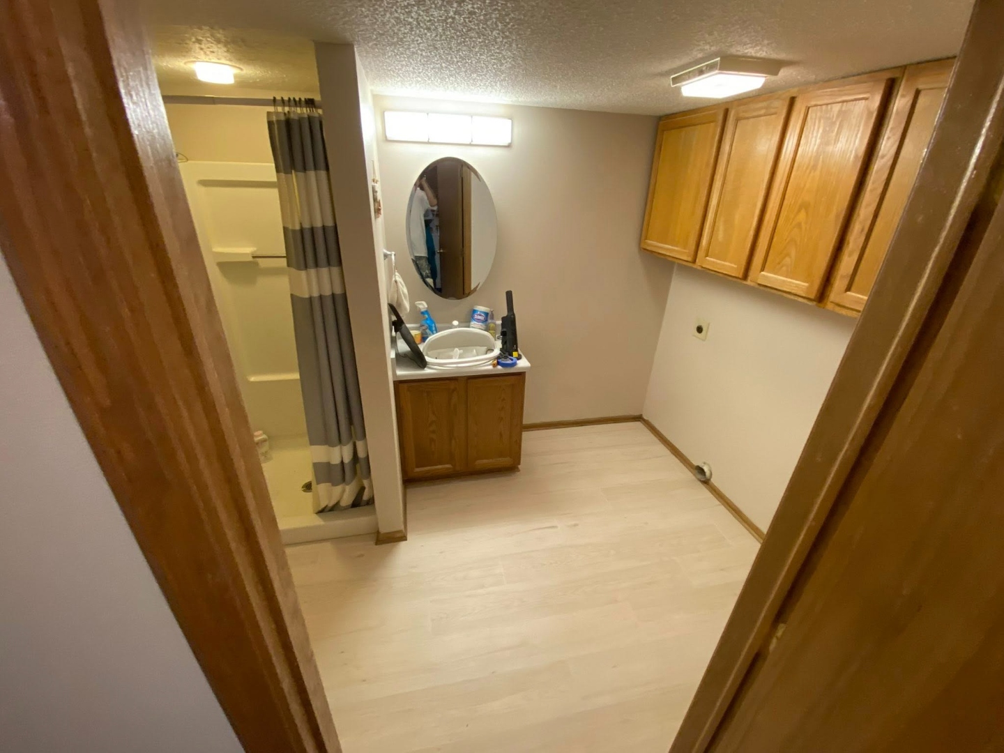 Bathroom with new flooring installed Iowa