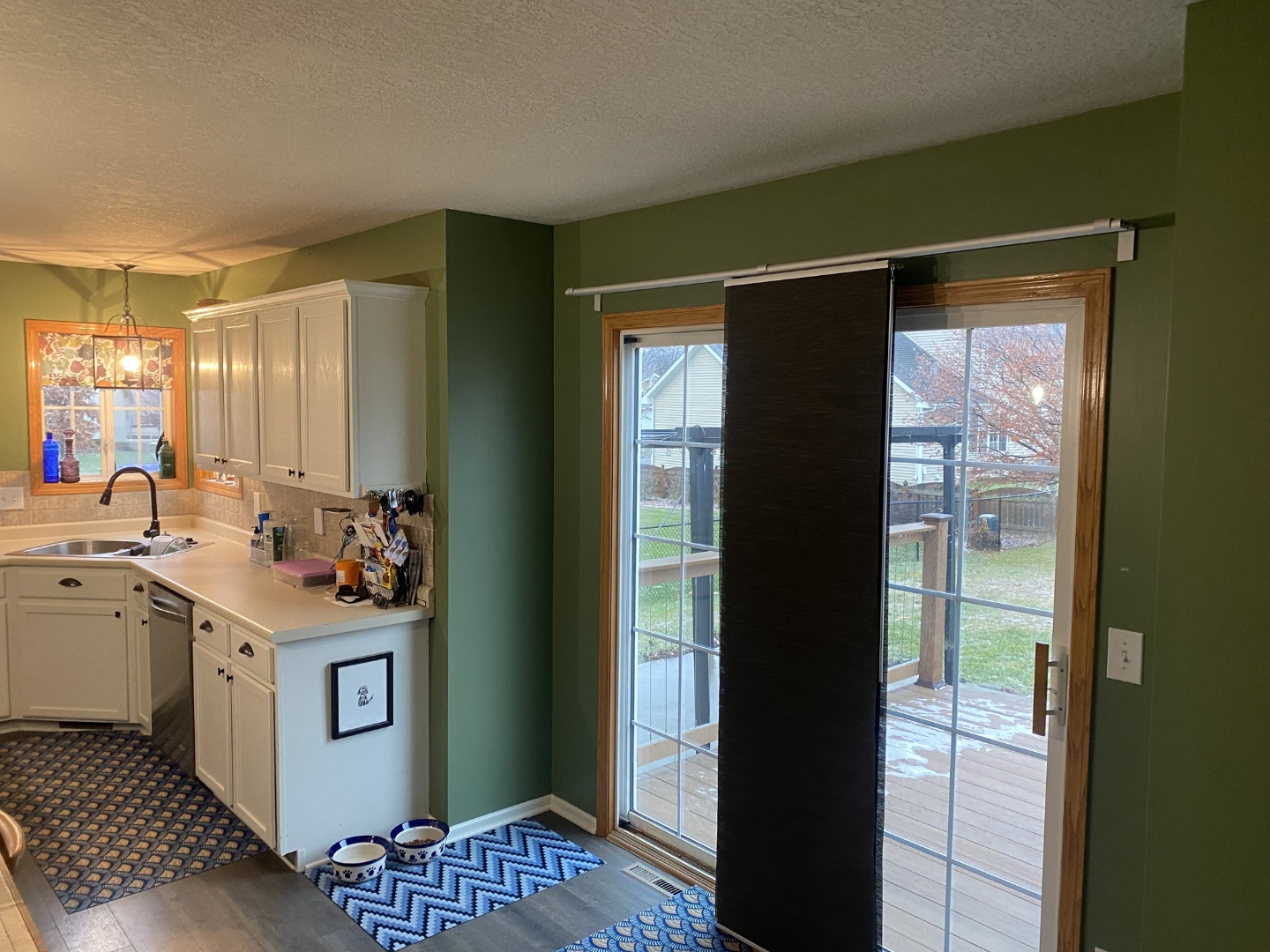 Kitchen with freshly painted green walls Iowa